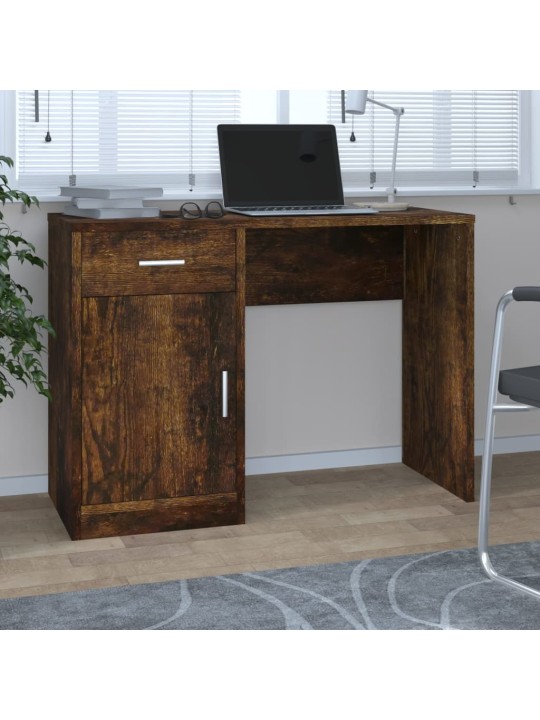 Psací stůl zásuvka a skříňka kouřový dub 100x40x73 cm kompozit