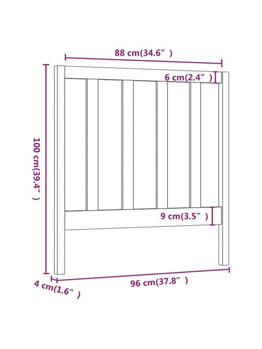 Čelo postele 96 x 4 x 100 cm masivní borovice