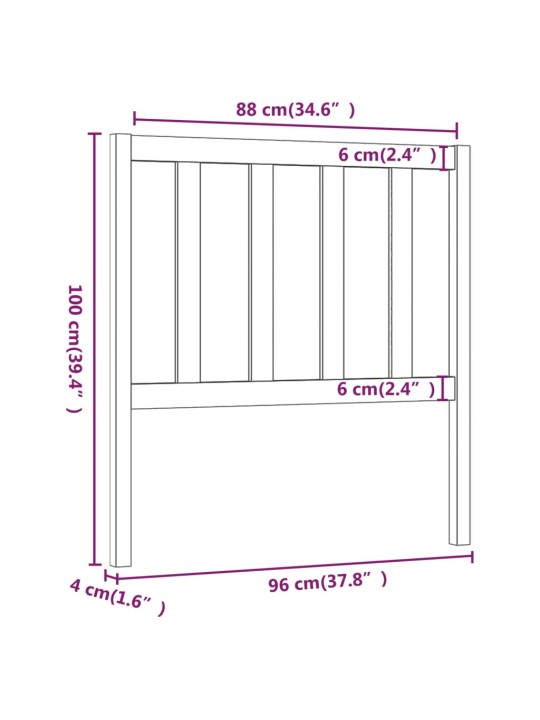 Čelo postele 96 x 4 x 100 cm masivní borovice