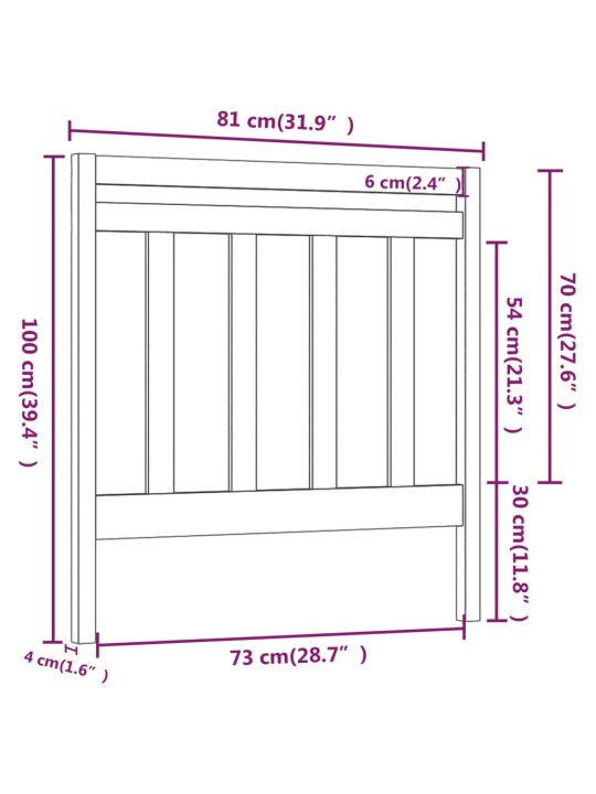 Čelo postele černé 81 x 4 x 100 cm masivní borovice