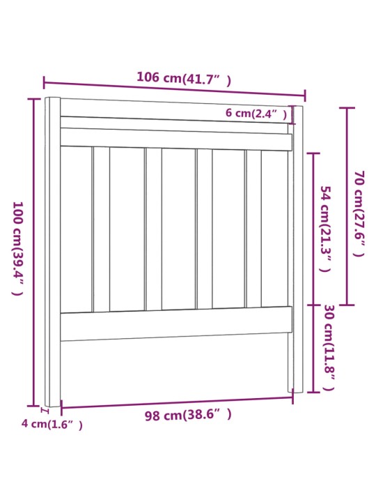Čelo postele 106 x 4 x 100 cm masivní borovice