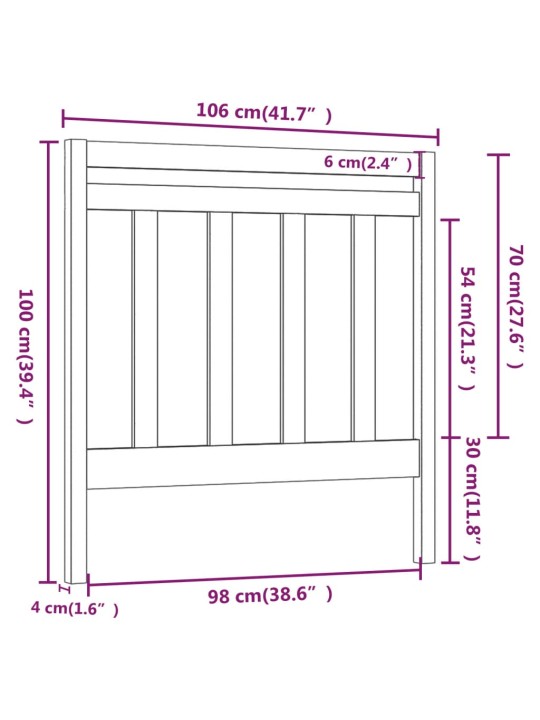 Čelo postele medově hnědé 106 x 4 x 100 cm masivní borovice