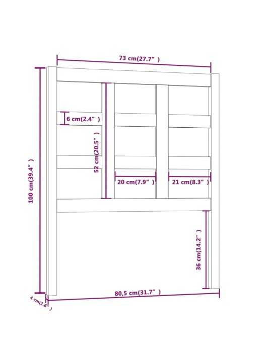 Čelo postele 80,5 x 4 x 100 cm masivní borovice