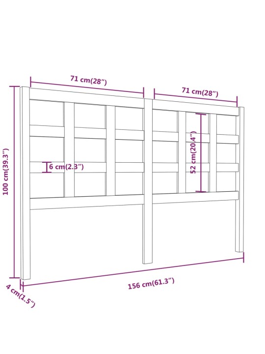 Čelo postele 156 x 4 x 100 cm masivní borovice