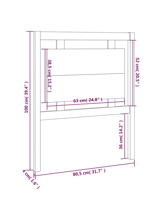Čelo postele 80,5 x 4 x 100 cm masivní borovice