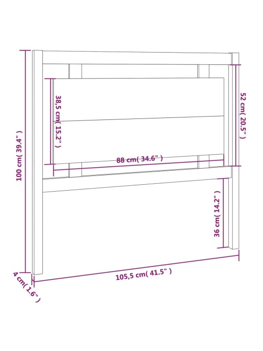 Čelo postele bílé 105,5 x 4 x 100 cm masivní borovice