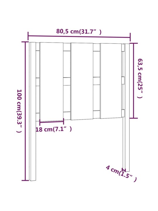 Čelo postele 80,5 x 4 x 100 cm masivní borovice