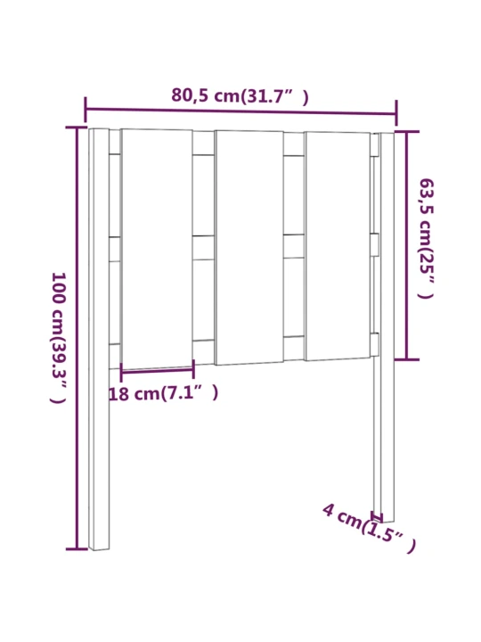 Čelo postele bílé 80,5 x 4 x 100 cm masivní borovice