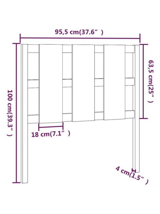 Čelo postele 95,5 x 4 x 100 cm masivní borovice
