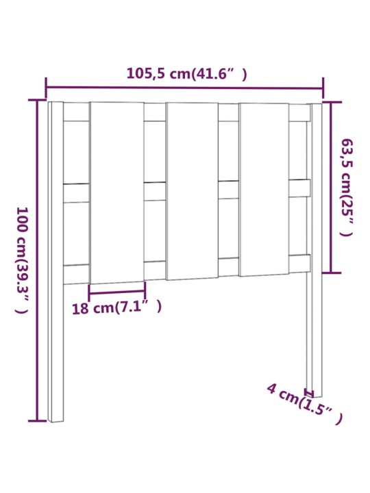 Čelo postele 105,5 x 4 x 100 cm masivní borovice