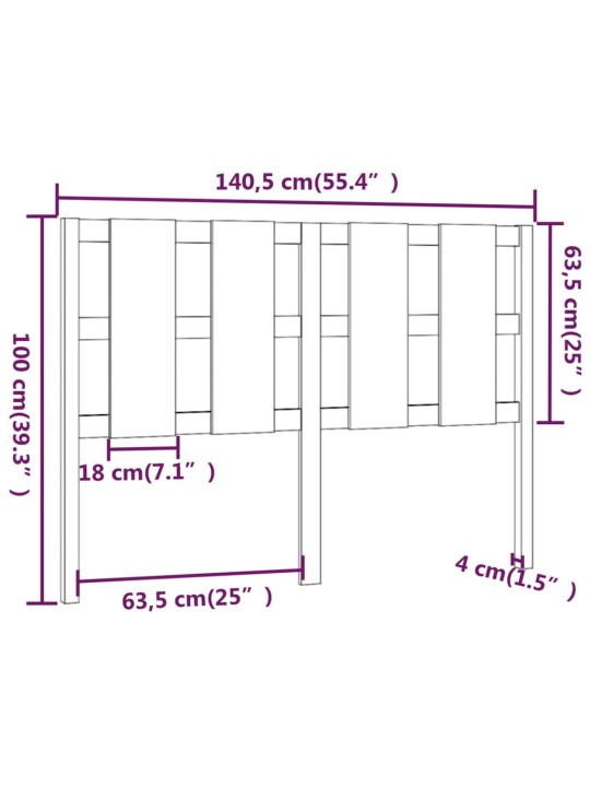 Čelo postele 140,5 x 4 x 100 cm masivní borovice