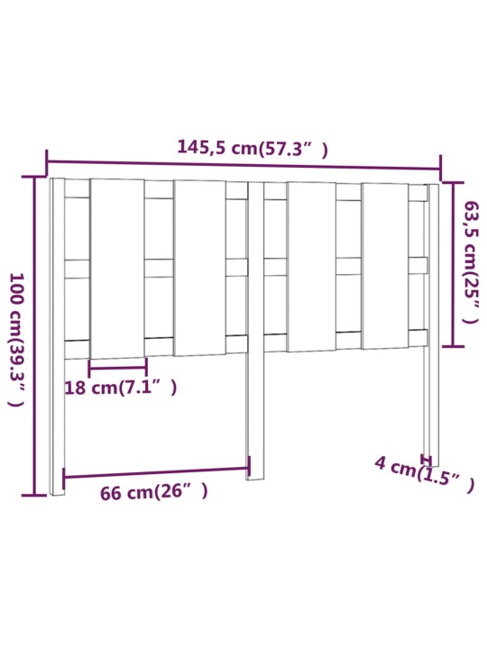 Čelo postele 145,5 x 4 x 100 cm masivní borovice