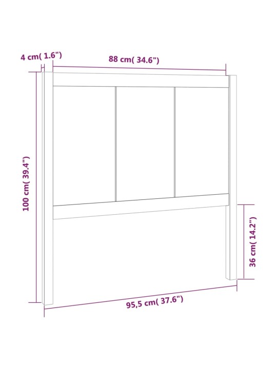 Čelo postele 95,5 x 4 x 100 cm masivní borovice