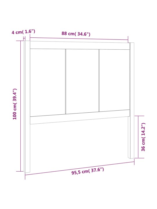 Čelo postele černé 95,5 x 4 x 100 cm masivní borovice