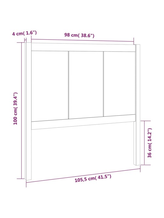 Čelo postele 105,5 x 4 x 100 cm masivní borovice