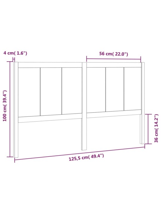 Čelo postele šedé 125,5 x 4 x 100 cm masivní borovice