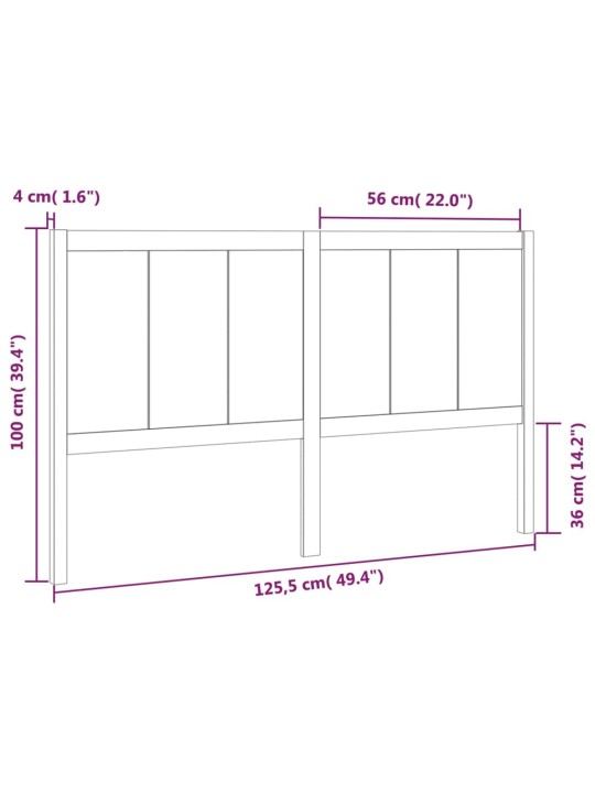 Čelo postele černé 125,5 x 4 x 100 cm masivní borovice