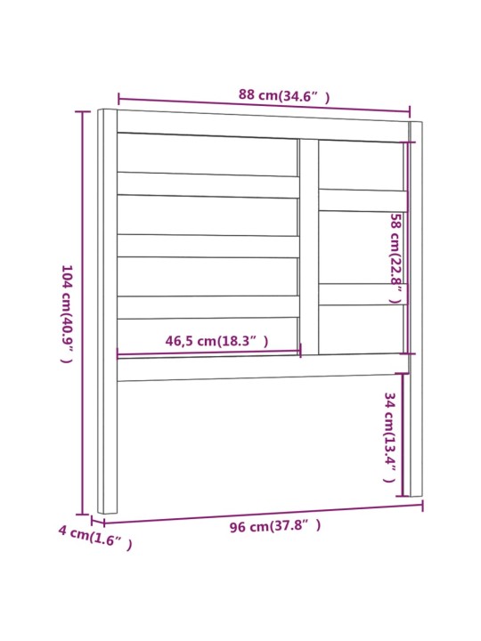 Čelo postele 96 x 4 x 104 cm masivní borovice