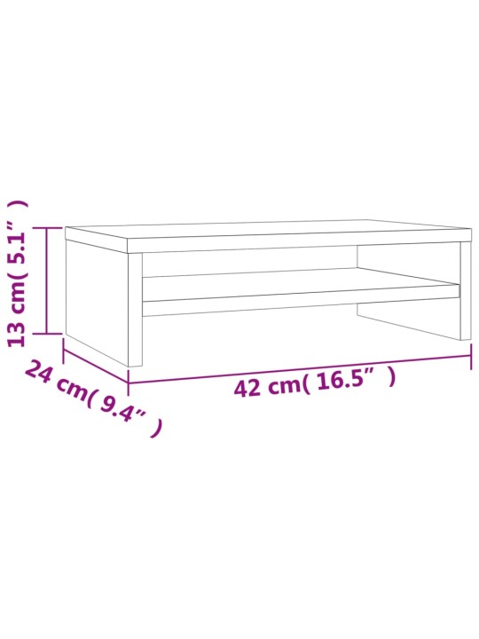 Stojan na monitor hnědý dub 42 x 24 x 13 cm kompozitní dřevo