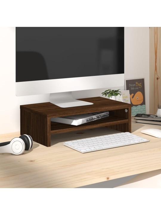 Stojan na monitor hnědý dub 42 x 24 x 13 cm kompozitní dřevo