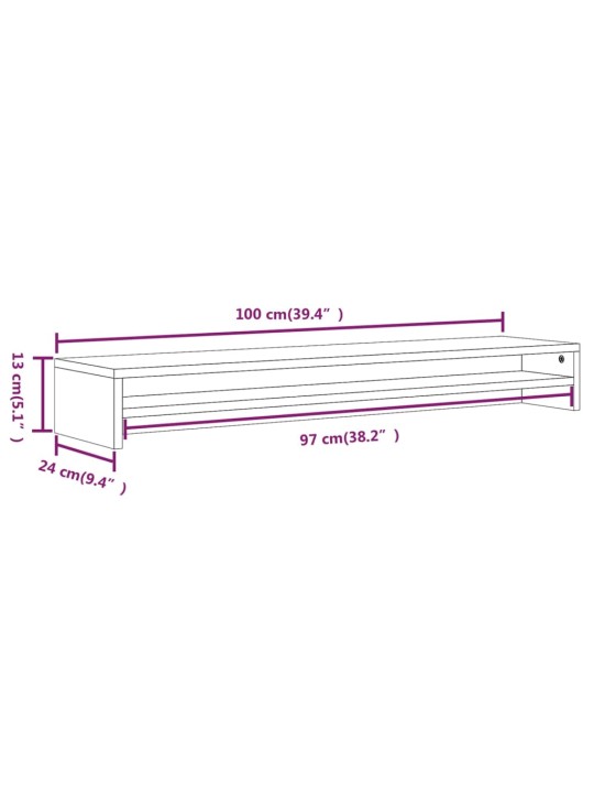 Stojan na monitor kouřový dub 100 x 24 x 13 cm kompozitní dřevo