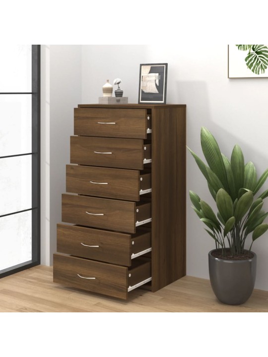 Příborník se 6 zásuvkami hnědý dub 50x34x96 cm kompozitní dřevo