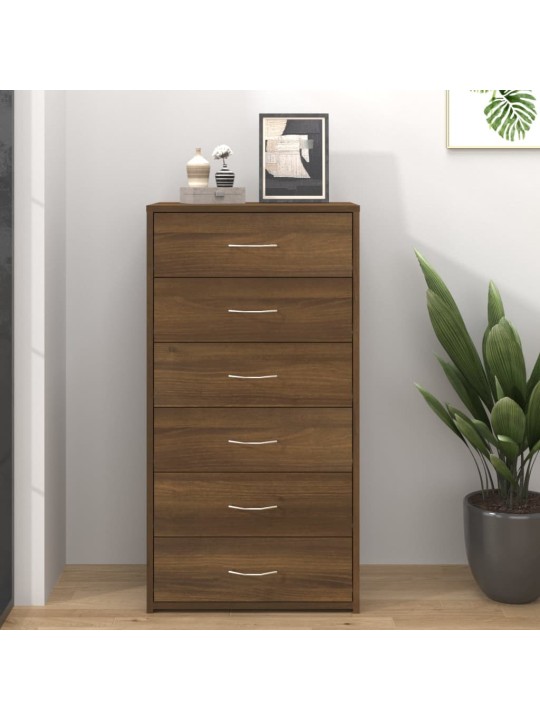 Příborník se 6 zásuvkami hnědý dub 50x34x96 cm kompozitní dřevo