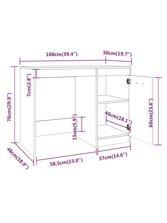 Psací stůl kouřový dub 100 x 50 x 76 cm kompozitní dřevo