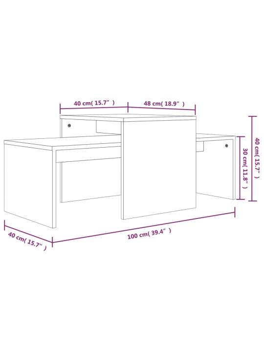 Sada konferenčních stolků kouřový dub 100 x 48 x 40 cm kompozit