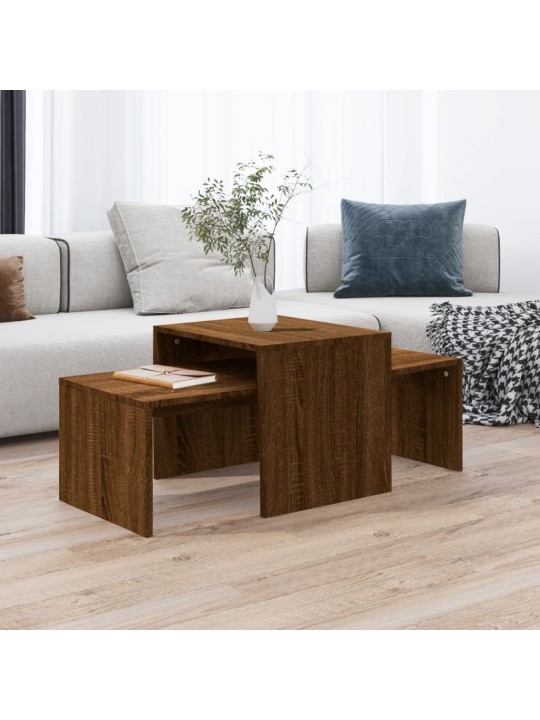 Sada konferenčních stolků hnědý dub 100 x 48 x 40 cm kompozit