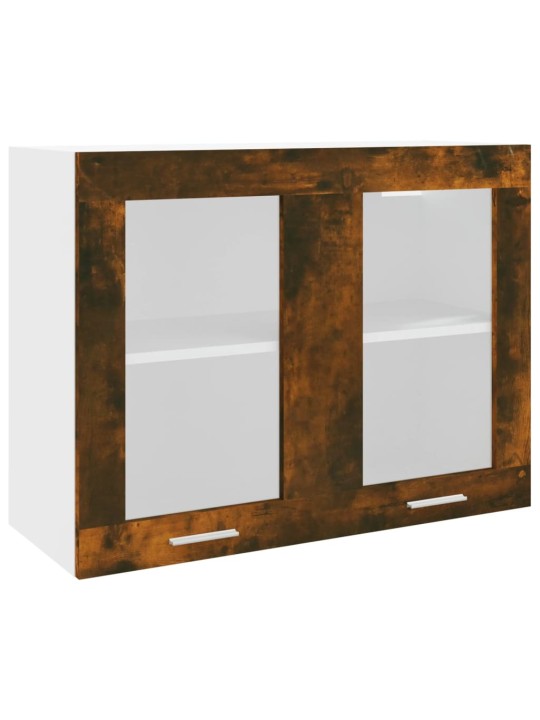 Závěsná prosklená skříňka kouřový dub 80 x 31 x 60 cm kompozit