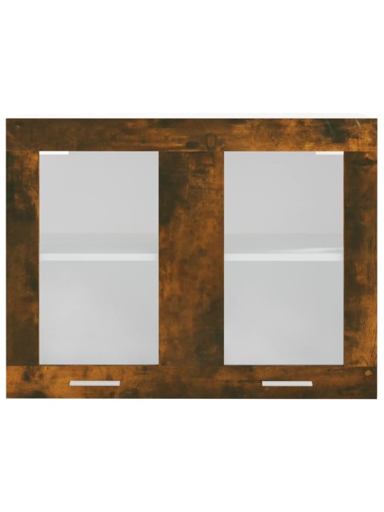 Závěsná prosklená skříňka kouřový dub 80 x 31 x 60 cm kompozit