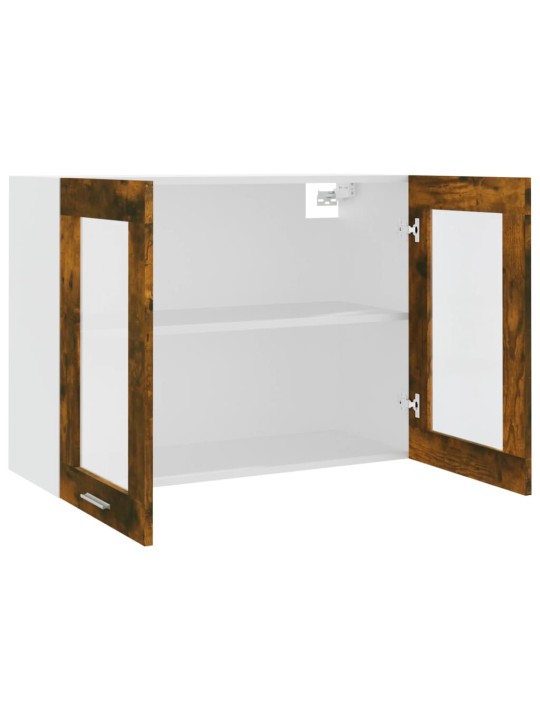 Závěsná prosklená skříňka kouřový dub 80 x 31 x 60 cm kompozit