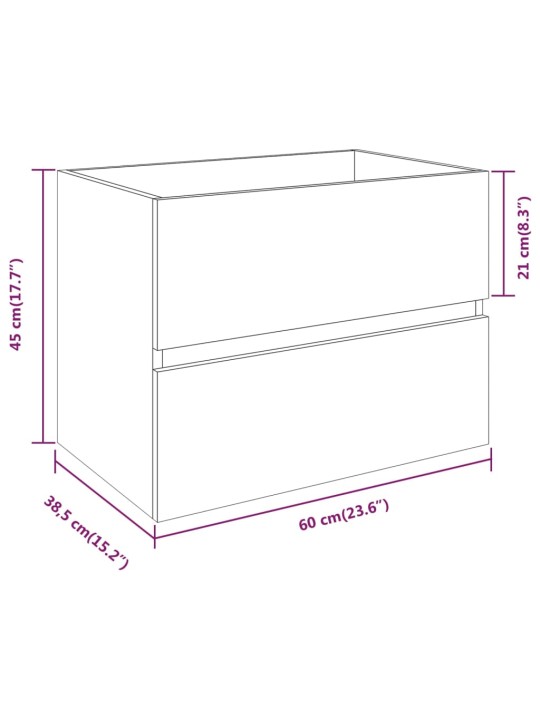 Skříňka pod umyvadlo kouřový dub 60x38,5x45 cm kompozitní dřevo