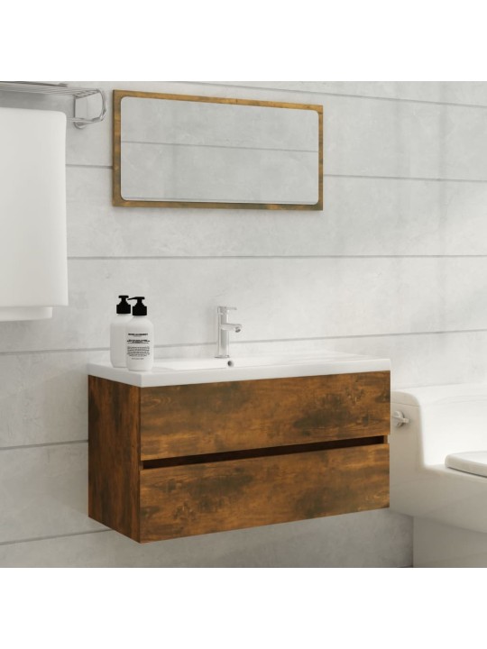 Umyvadlová skříňka kouřový dub 90x38,5x45 cm kompozitní dřevo