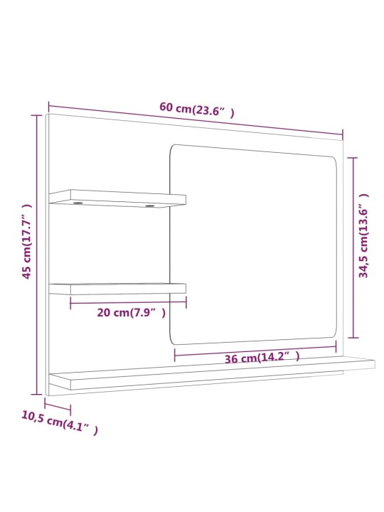 Koupelnové zrcadlo kouřový dub 60x10,5x45 cm kompozitní dřevo