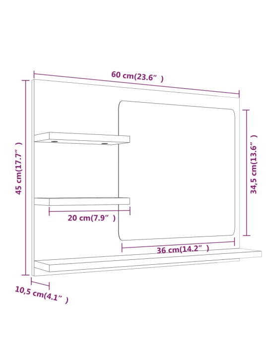 Koupelnové zrcadlo hnědý dub 60 x 10,5 x 45 cm kompozitní dřevo