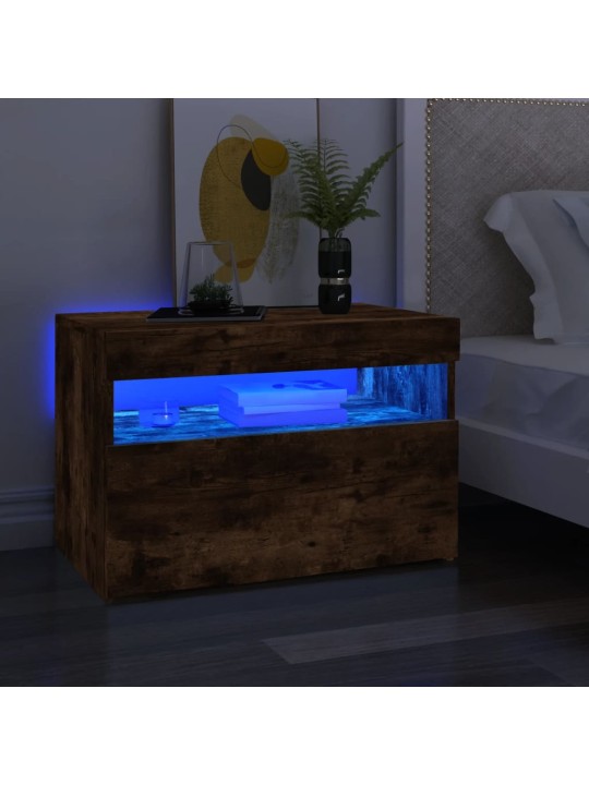 TV skříňky s LED osvětlením 2 ks kouřový dub 60 x 35 x 40 cm