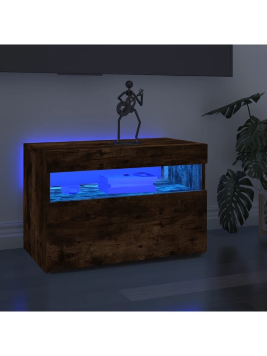 TV skříňky s LED osvětlením 2 ks kouřový dub 60 x 35 x 40 cm