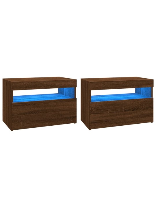 TV skříňky s LED osvětlením 2 ks hnědý dub 60 x 35 x 40 cm