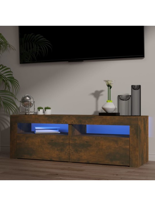 TV skříňka s LED osvětlením kouřový dub 120 x 35 x 40 cm