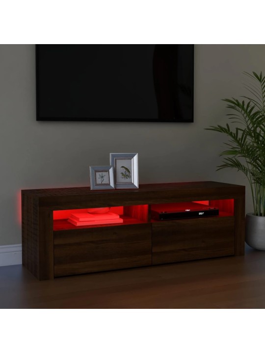 TV skříňka s LED osvětlením hnědý dub 120 x 35 x 40 cm