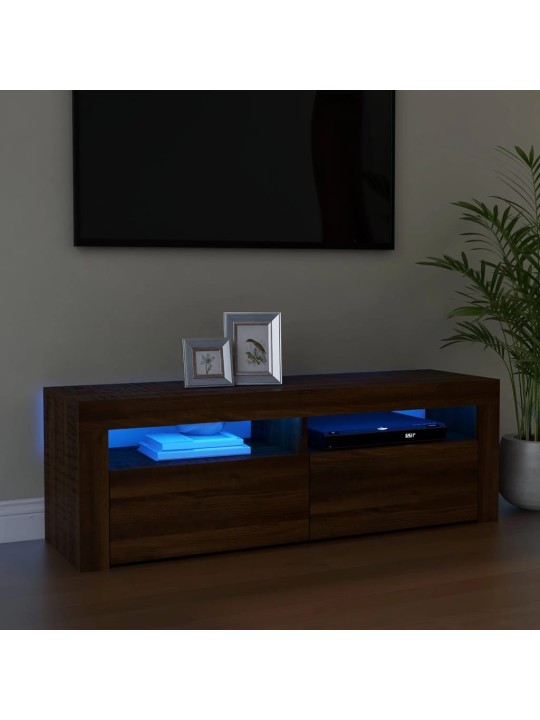 TV skříňka s LED osvětlením hnědý dub 120 x 35 x 40 cm