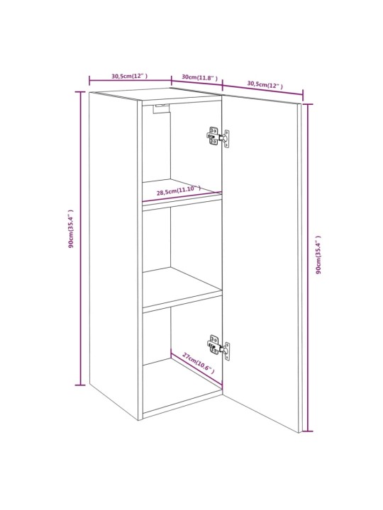 TV skříňky 2 ks hnědý dub 30,5 x 30 x 90 cm kompozitní dřevo