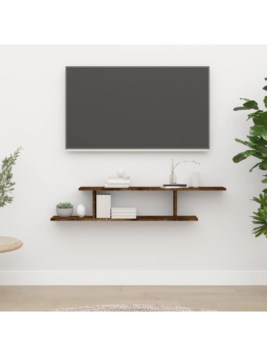 Nástěnná TV police kouřový dub 125x18x23 cm kompozitní dřevo