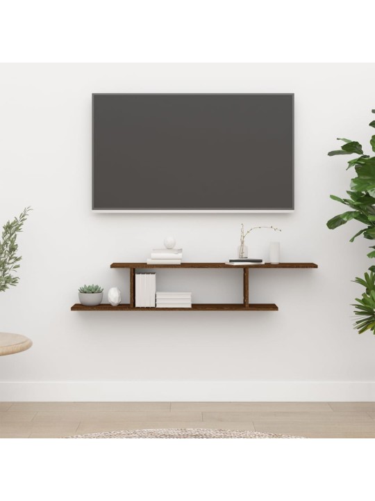 Nástěnná TV police hnědý dub 125 x 18 x 23 cm kompozitní dřevo