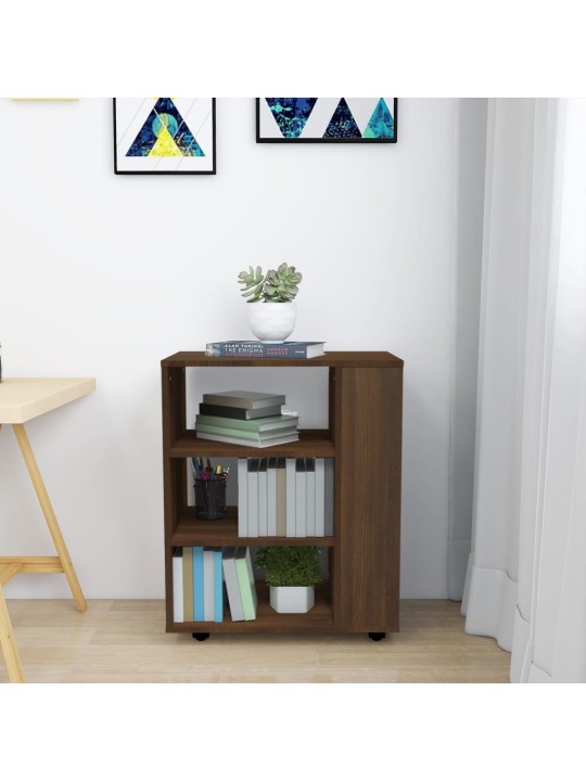 Skříňka na kolečkách hnědý dub 60 x 35 x 75 cm kompozitní dřevo