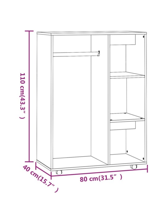 Šatní skříň kouřový dub 80 x 40 x 110 cm kompozitní dřevo