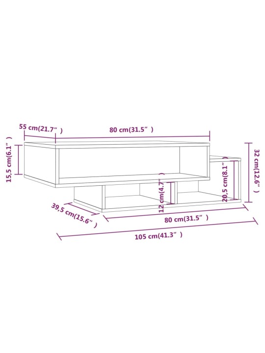 Konferenční stolek hnědý dub 105 x 55 x 32 cm kompozitní dřevo