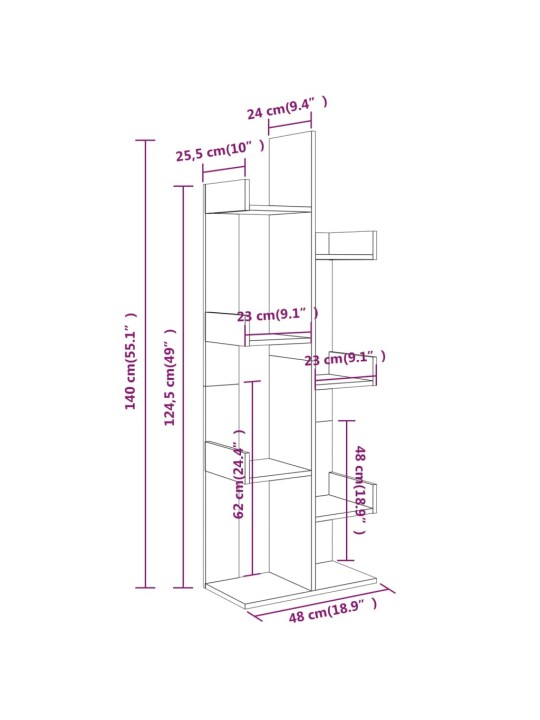 Knihovna 48 x 25,5 x 140 cm kouřový dub kompozitní dřevo